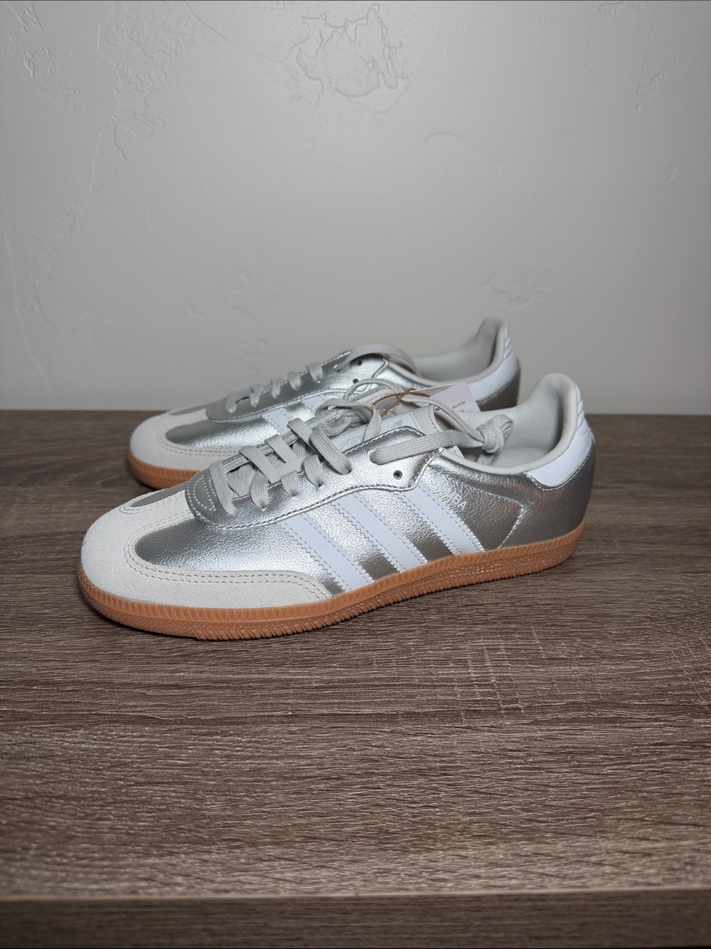 adidas Samba sneakers in silver, white and gum BNIB Size Youth 4.5